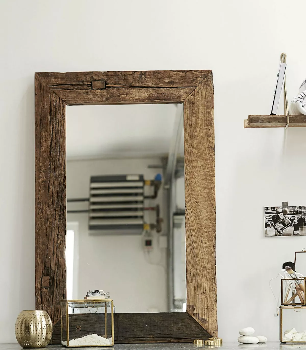 Espejo de pared, de cuerpo entero en madera patinada